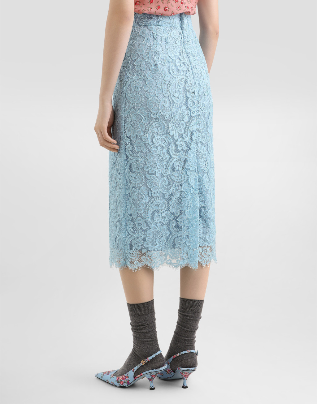 中长半身裙 绳绣蕾丝5
