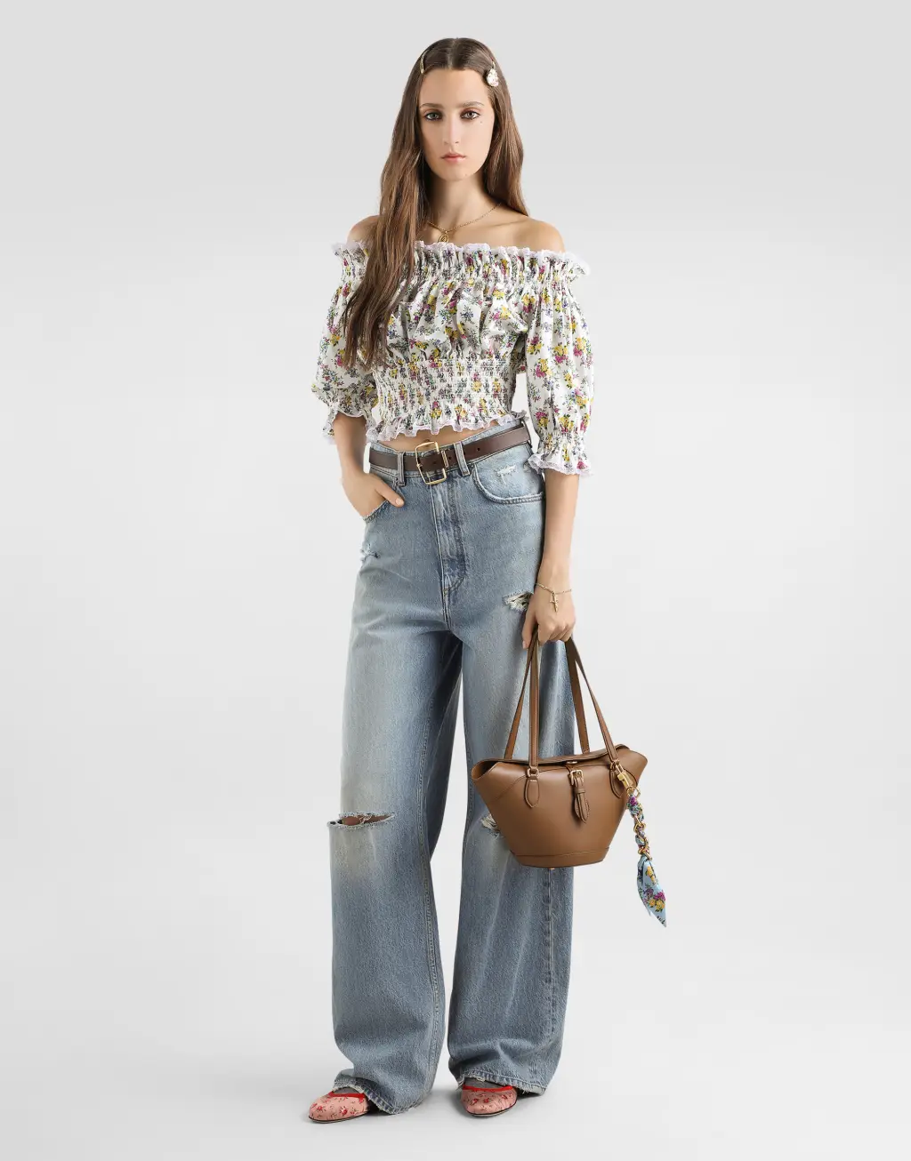 府绸小碎花印花上衣