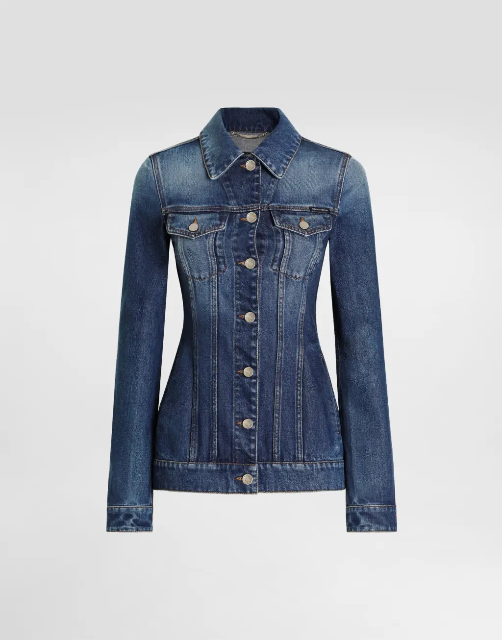 夹克牛仔布单排扣