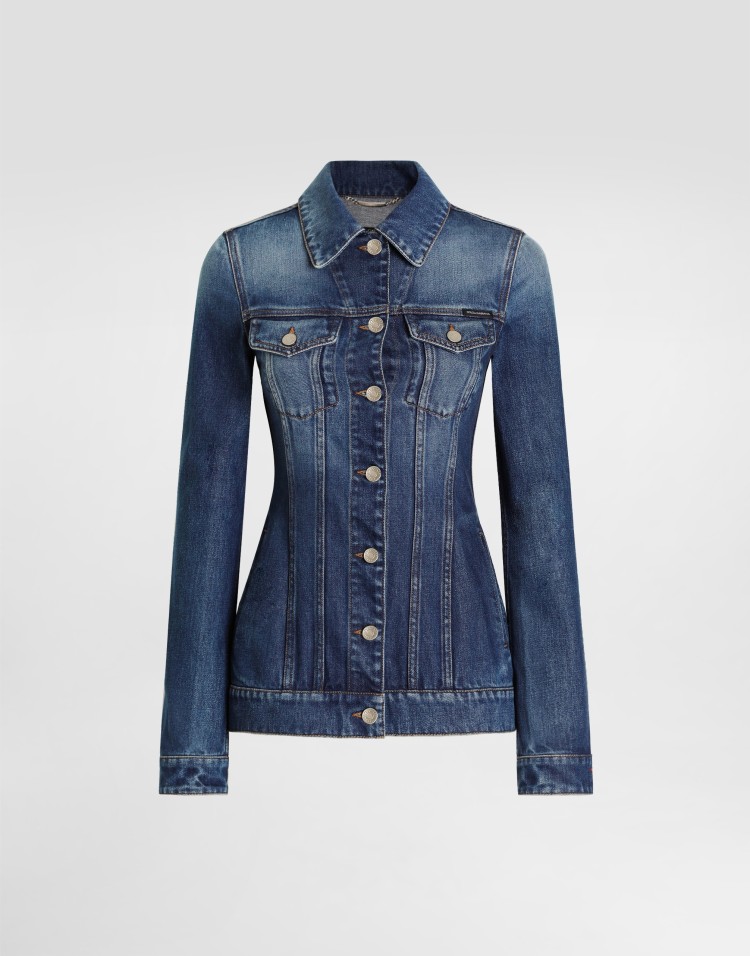 夹克牛仔布单排扣