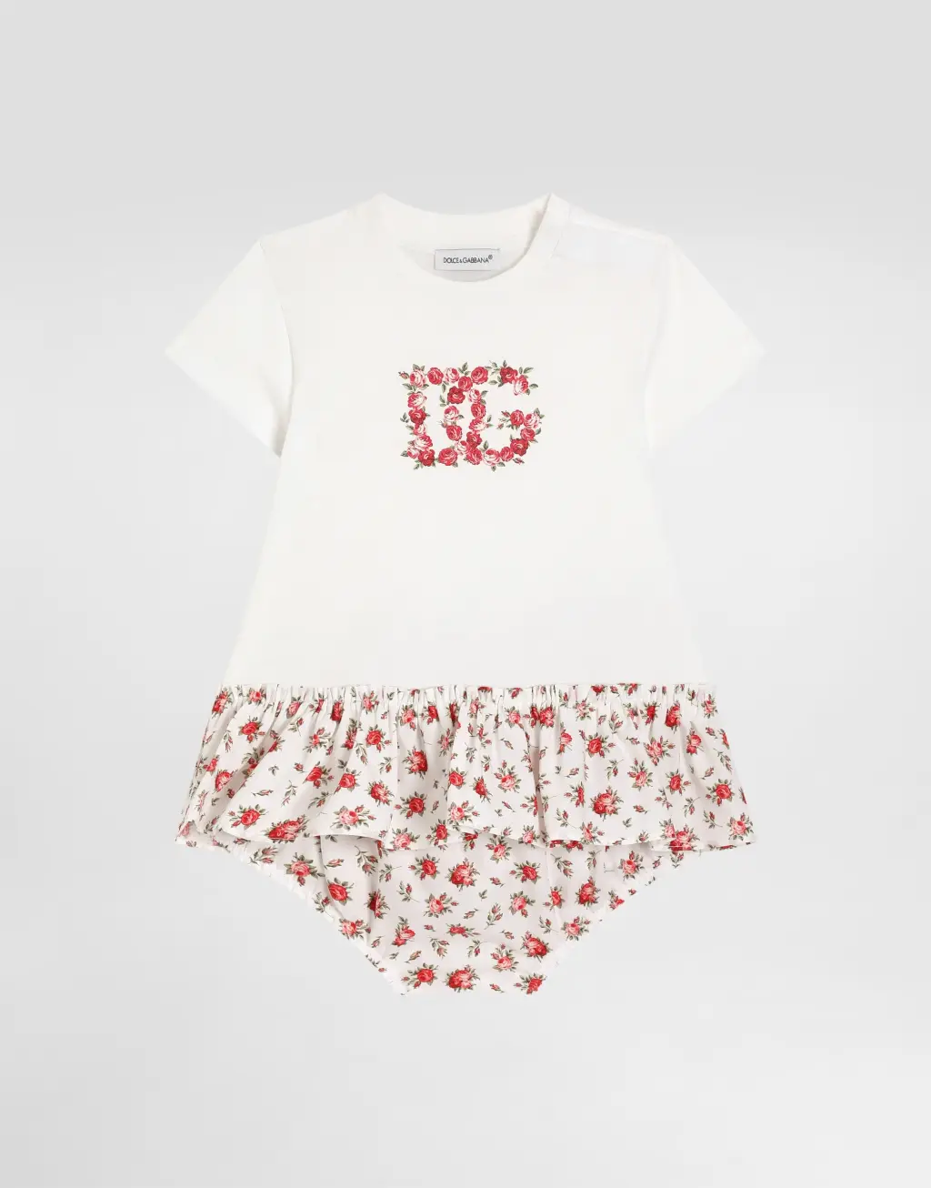 连衣裙 针织与府绸 饰以DG标识 小玫瑰印花