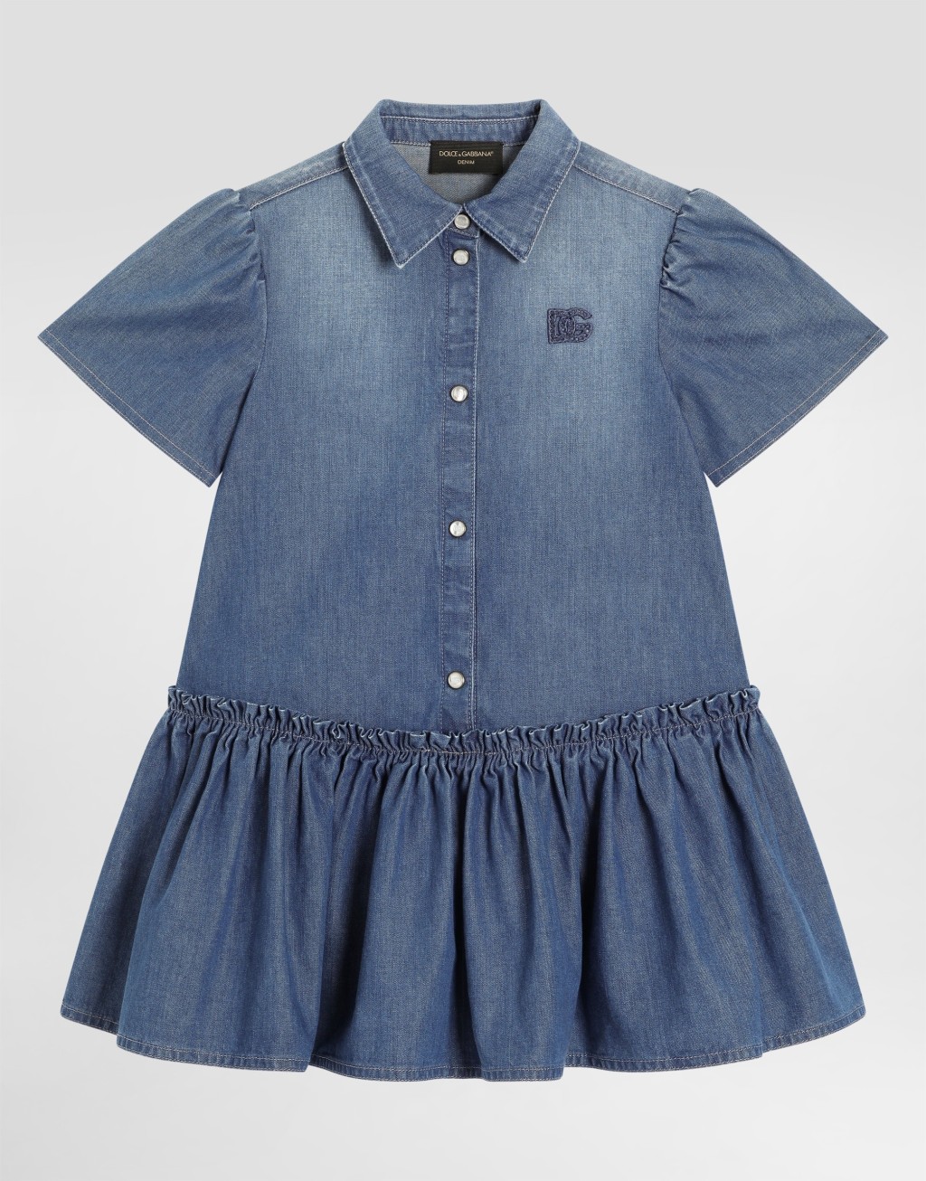 水洗尚布雷连衣裙 饰以logo刺绣1