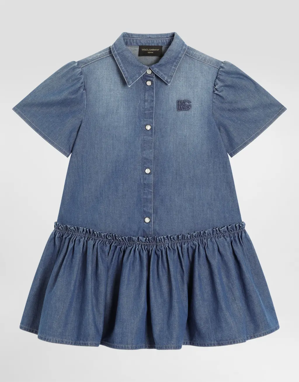 水洗尚布雷连衣裙 饰以logo刺绣