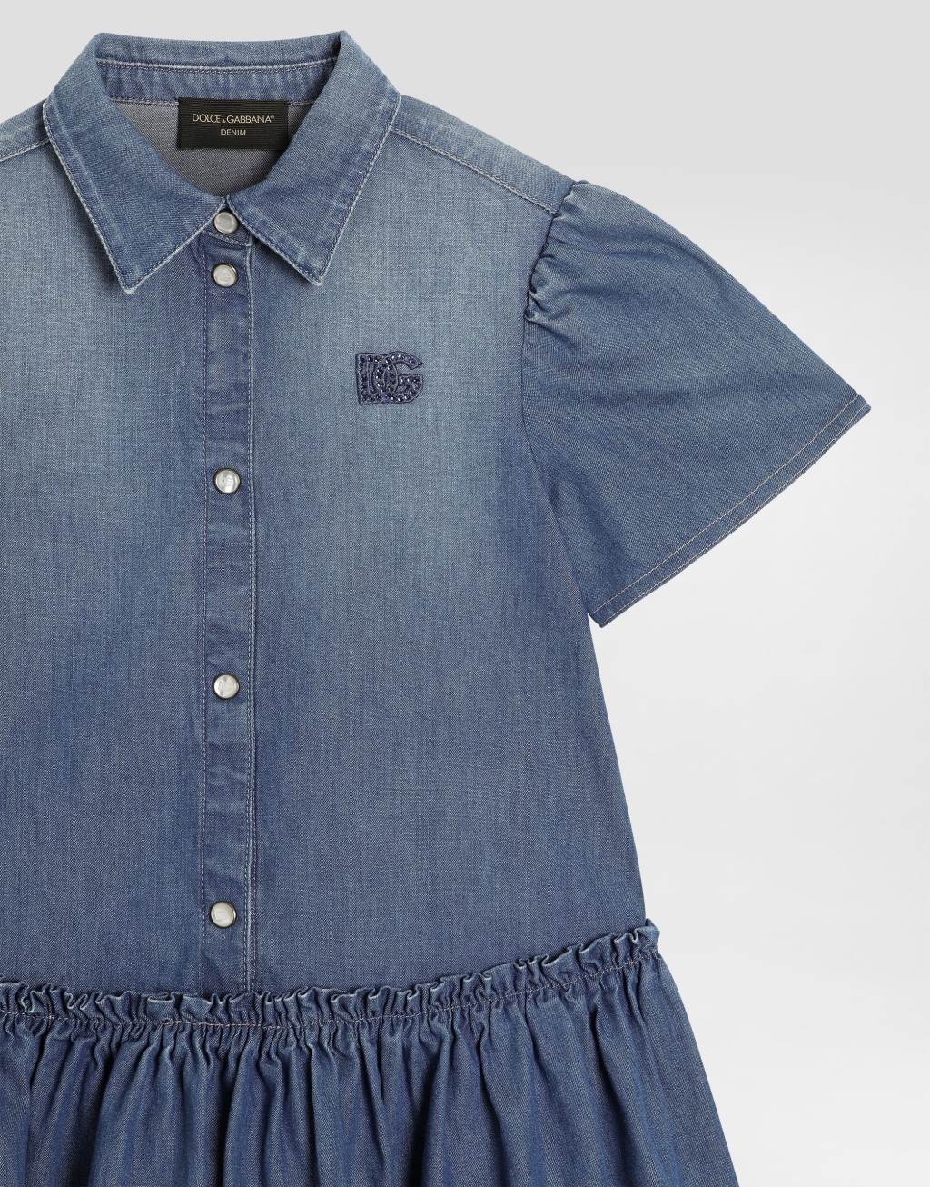 水洗尚布雷连衣裙 饰以logo刺绣3