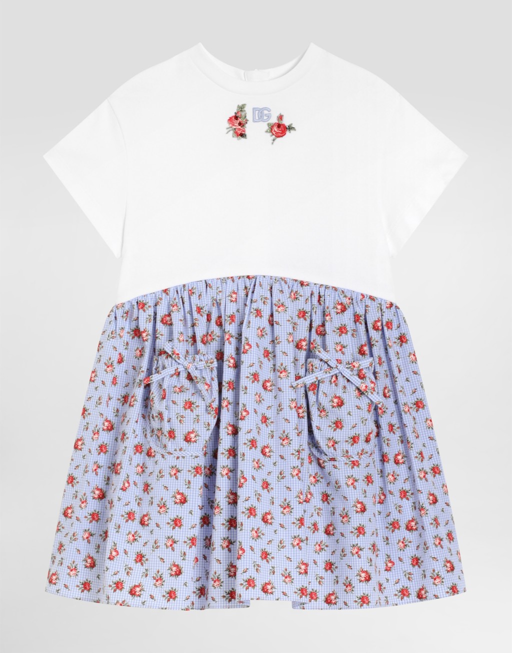 花卉印花针织与府绸连衣裙 饰以DG刺绣1