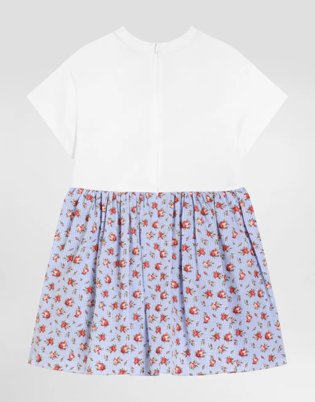 花卉印花针织与府绸连衣裙 饰以DG刺绣