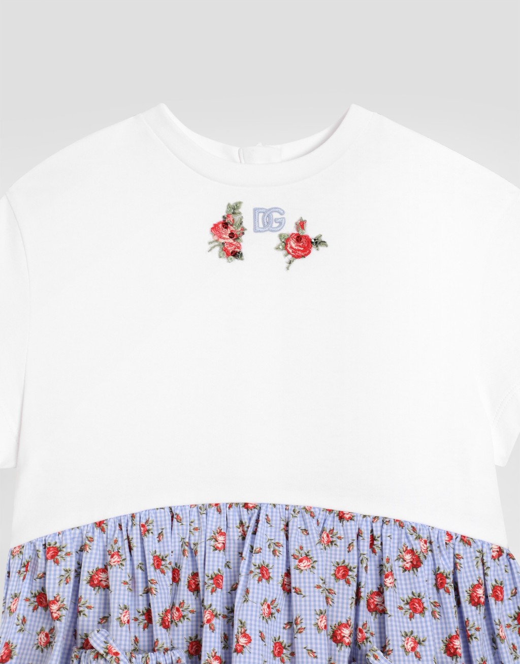 花卉印花针织与府绸连衣裙 饰以DG刺绣3