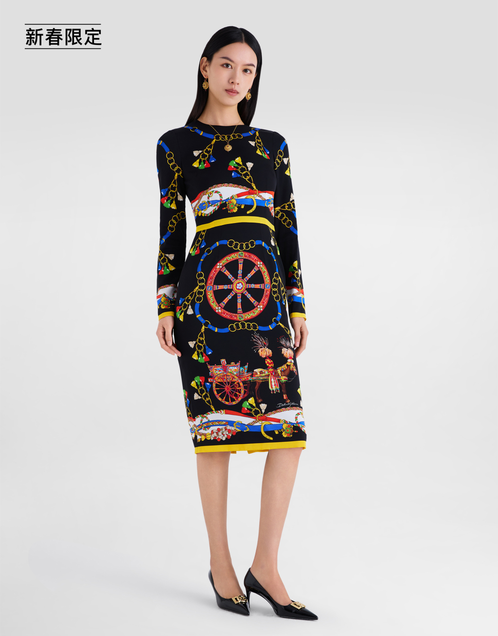 【新春限定】印花真丝缎连衣裙2