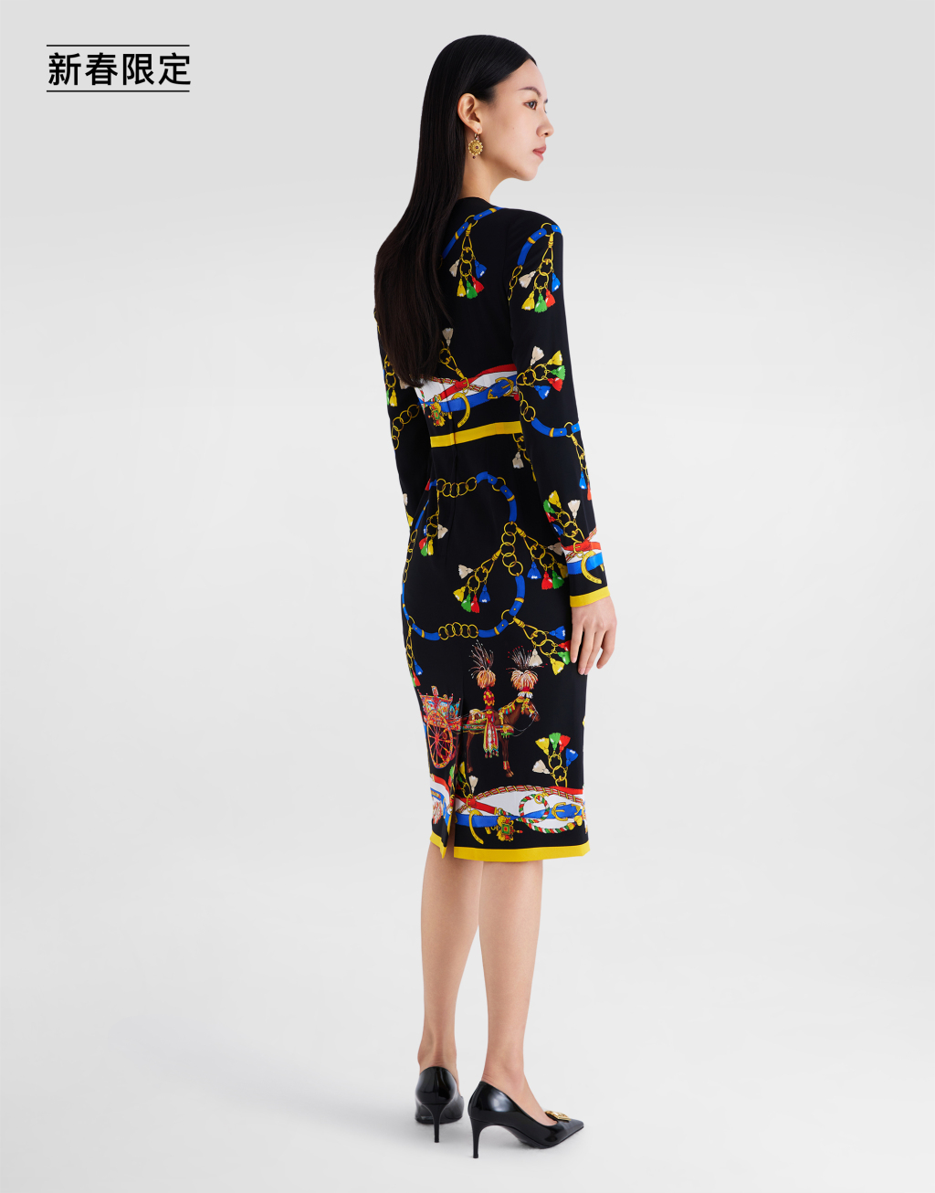 【新春限定】印花真丝缎连衣裙3