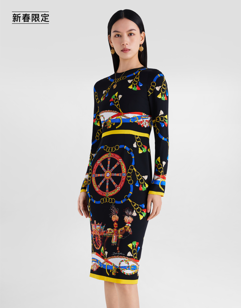 【新春限定】印花真丝缎连衣裙4