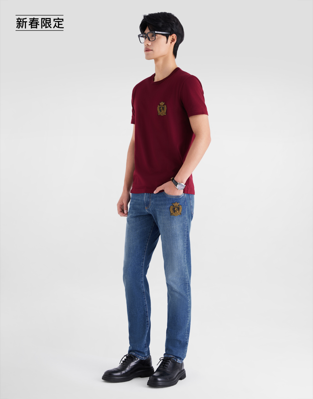 【新春限定】饰有纹章贴饰的棉质T恤2
