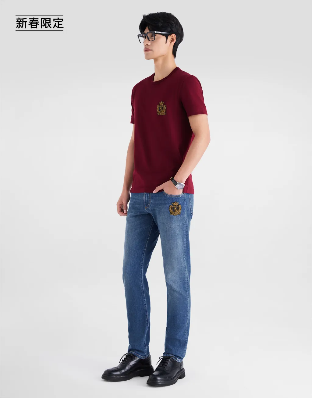 【新春限定】饰有纹章贴饰的棉质T恤