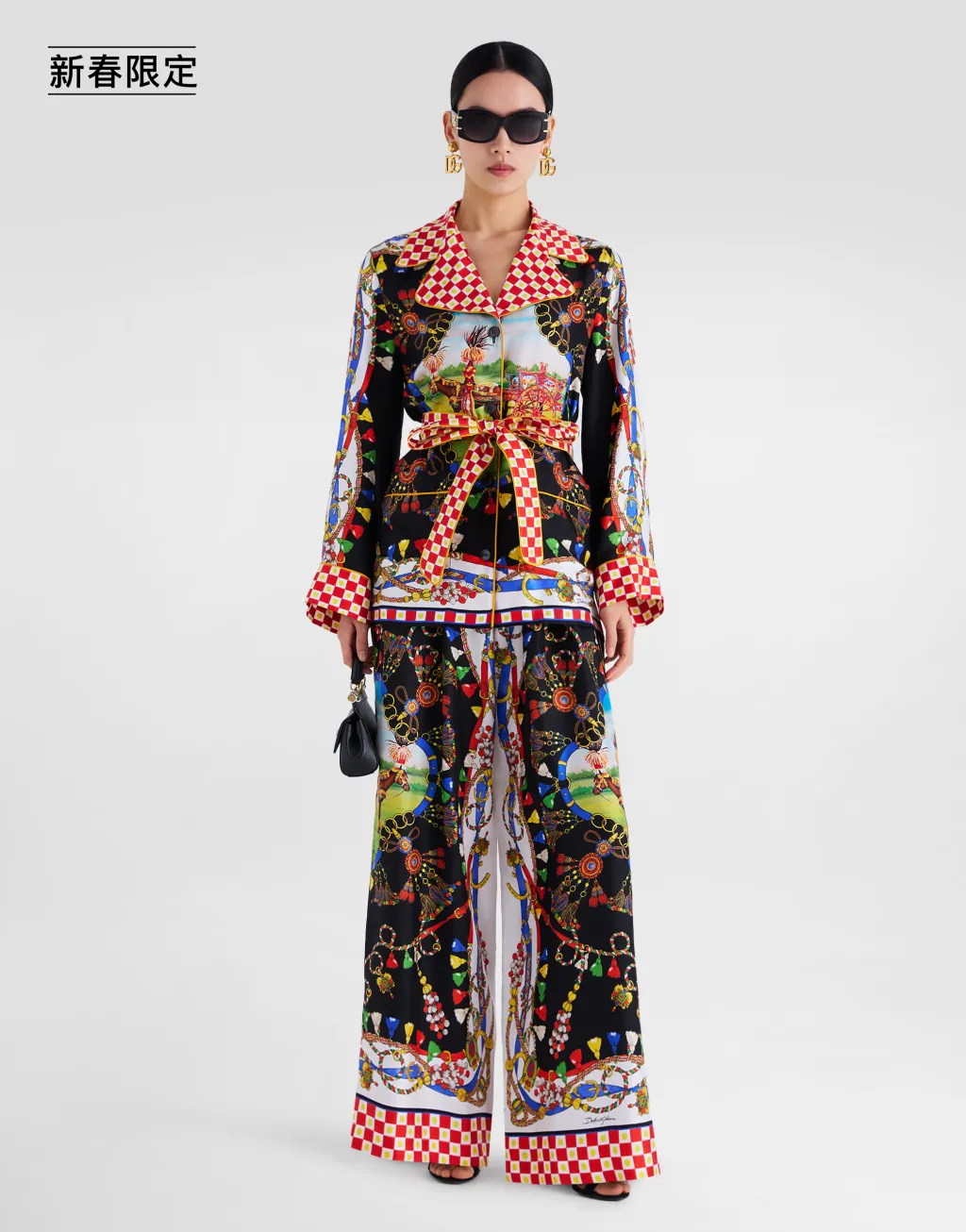 【新春限定】印花真丝斜纹长裤