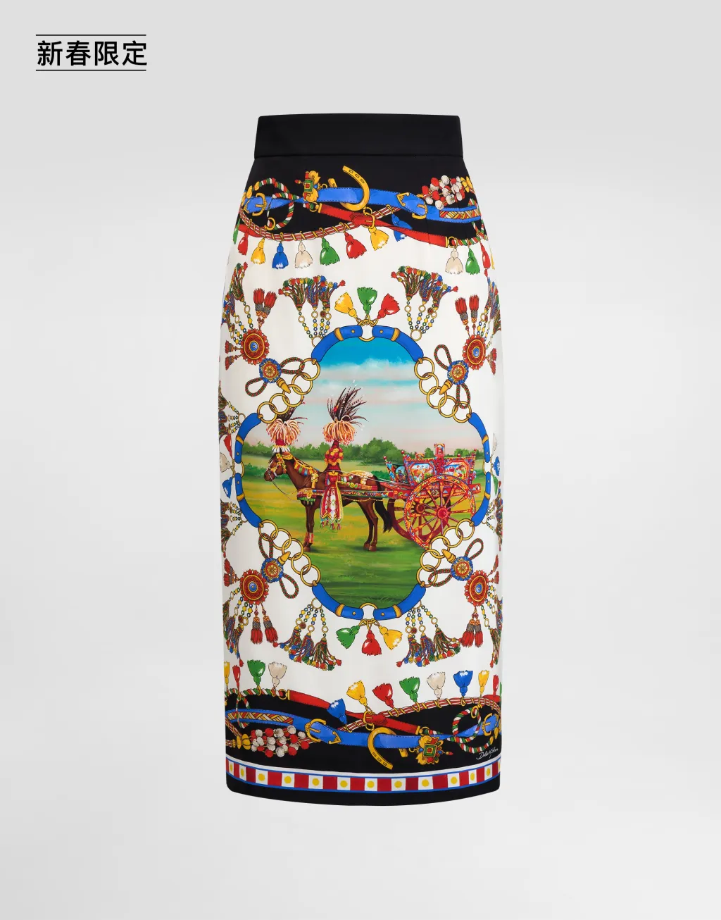 【新春限定】印花真丝缎半裙