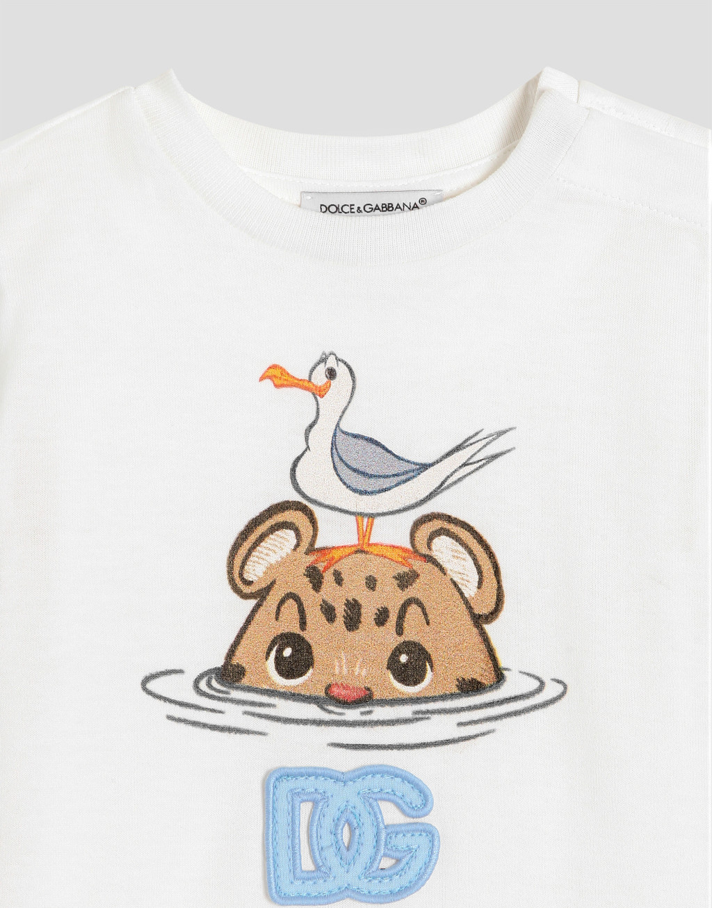 豹纹印花配DG徽标弹力棉T恤3