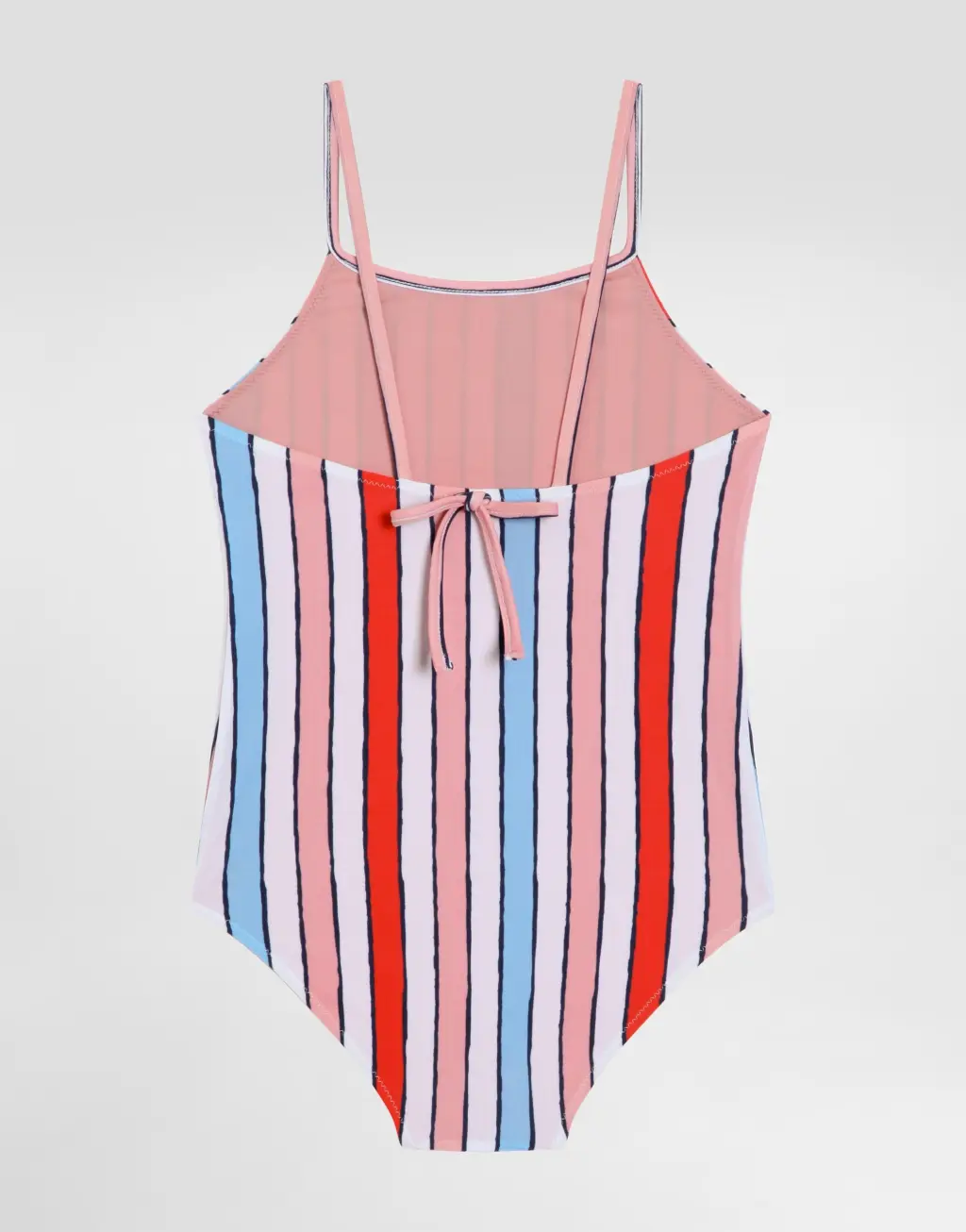 条纹连体泳衣