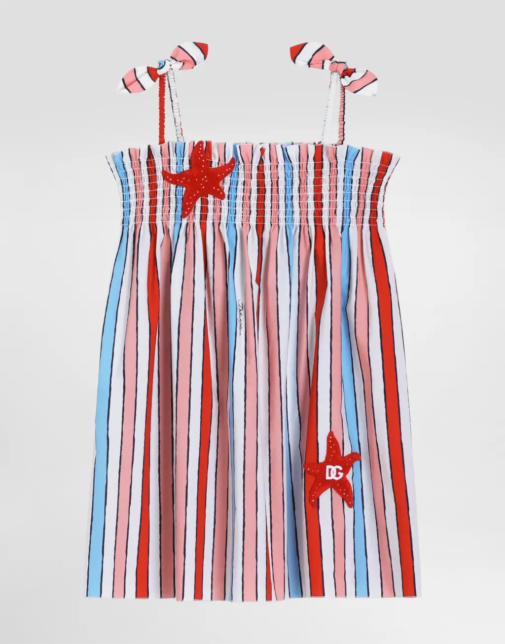 条纹府绸连衣裙