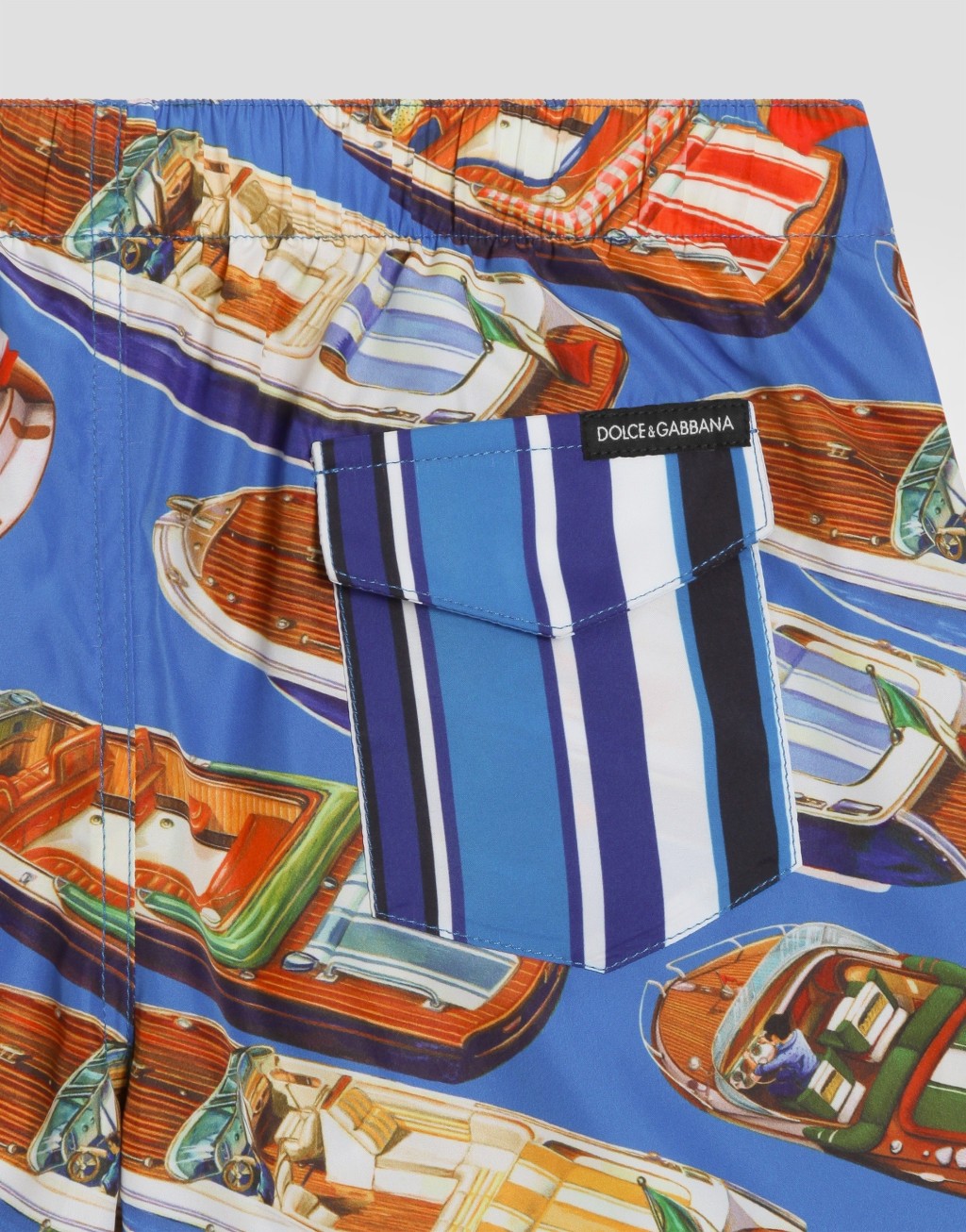 摩托艇印花条纹中长款尼龙泳裤4