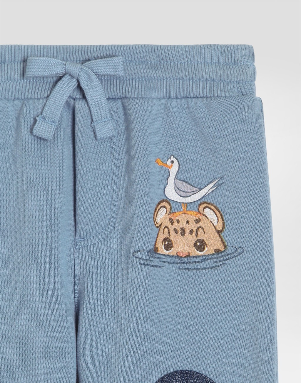 豹纹印花配DG徽标抓绒长裤3