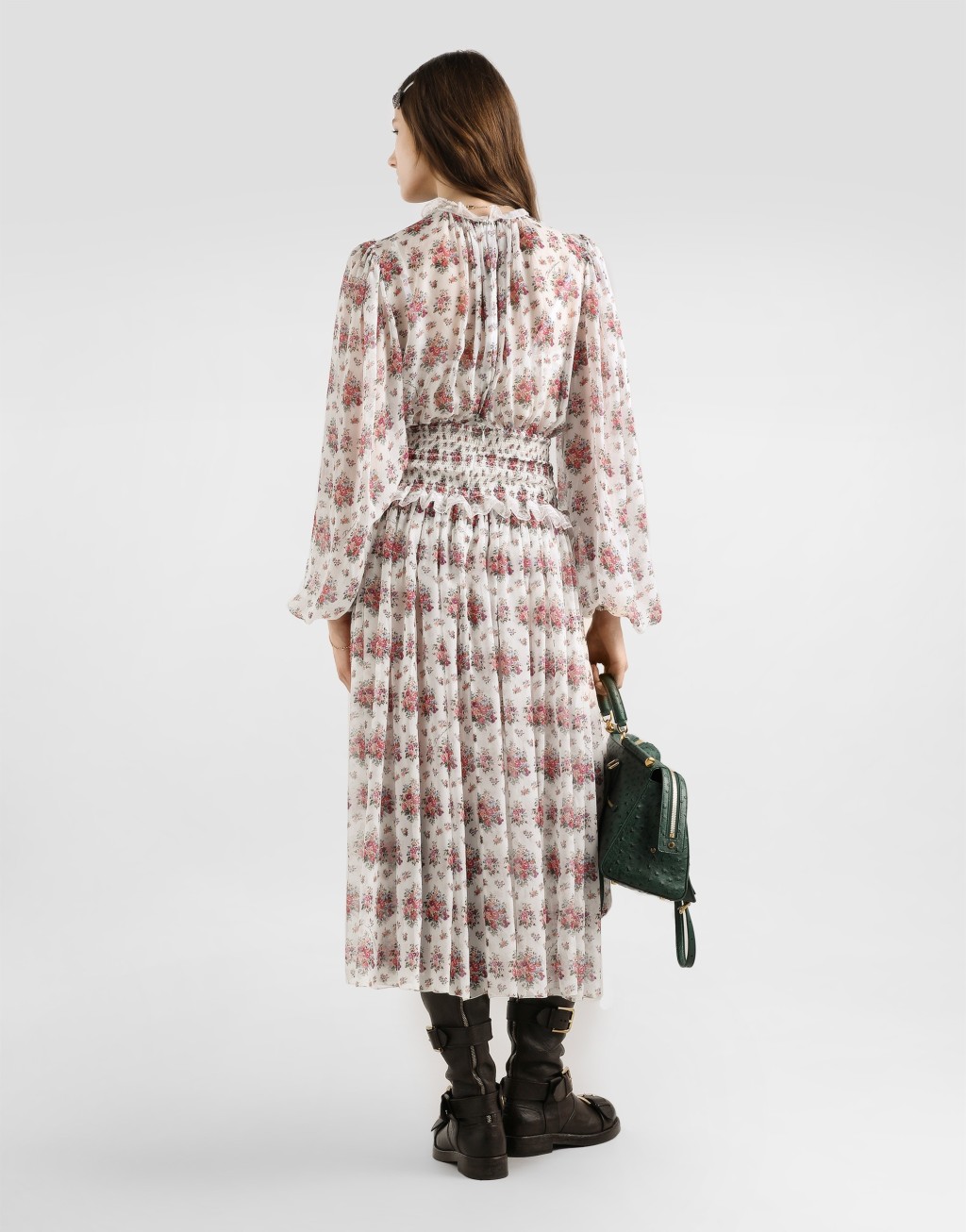 【雪纺裙】小花束印花雪纺长袖连衣裙3