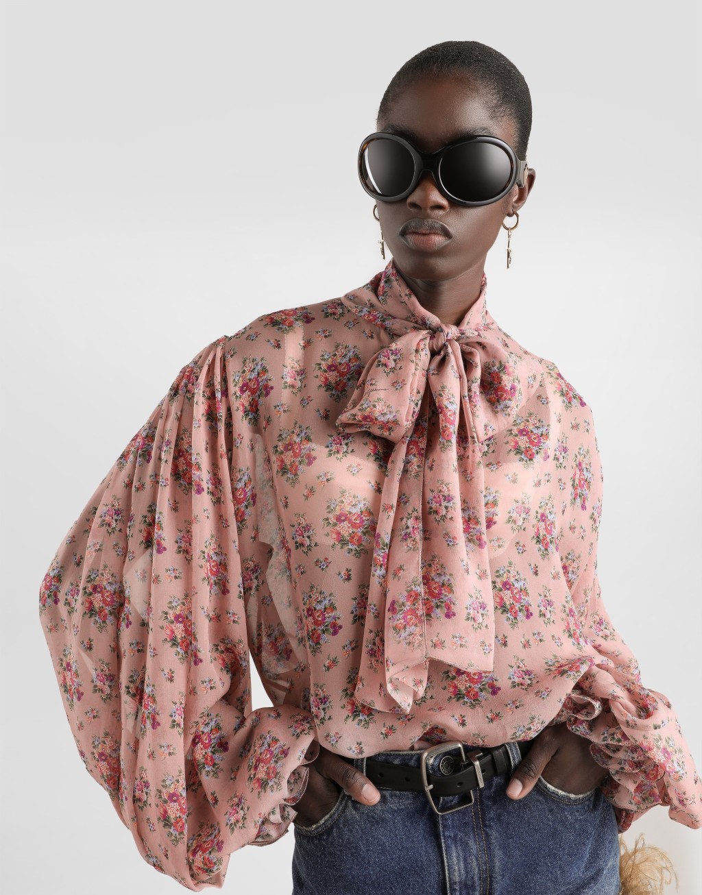 花束印花雪纺上衣4