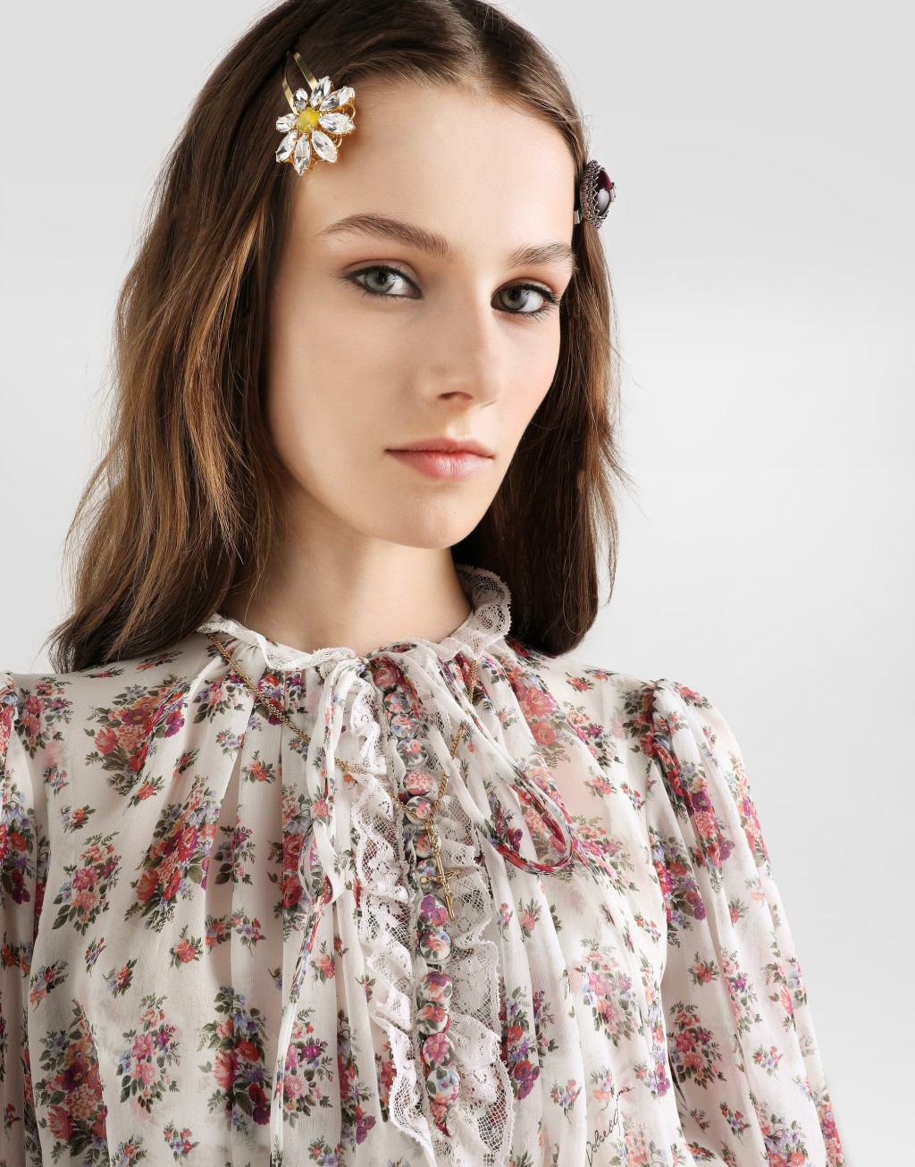 【雪纺裙】小花束印花雪纺长袖连衣裙4