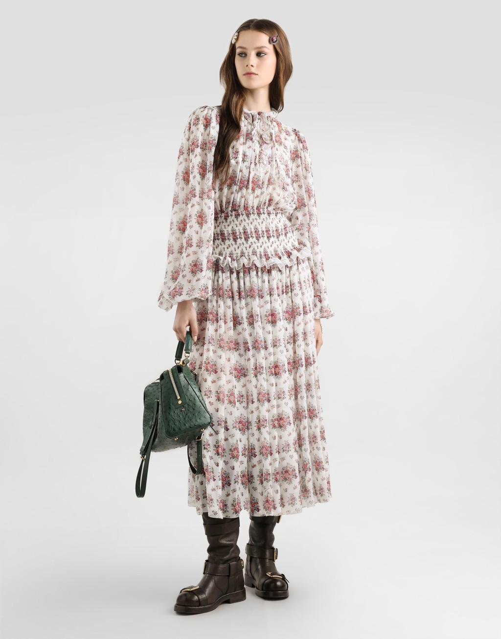 【雪纺裙】小花束印花雪纺长袖连衣裙2