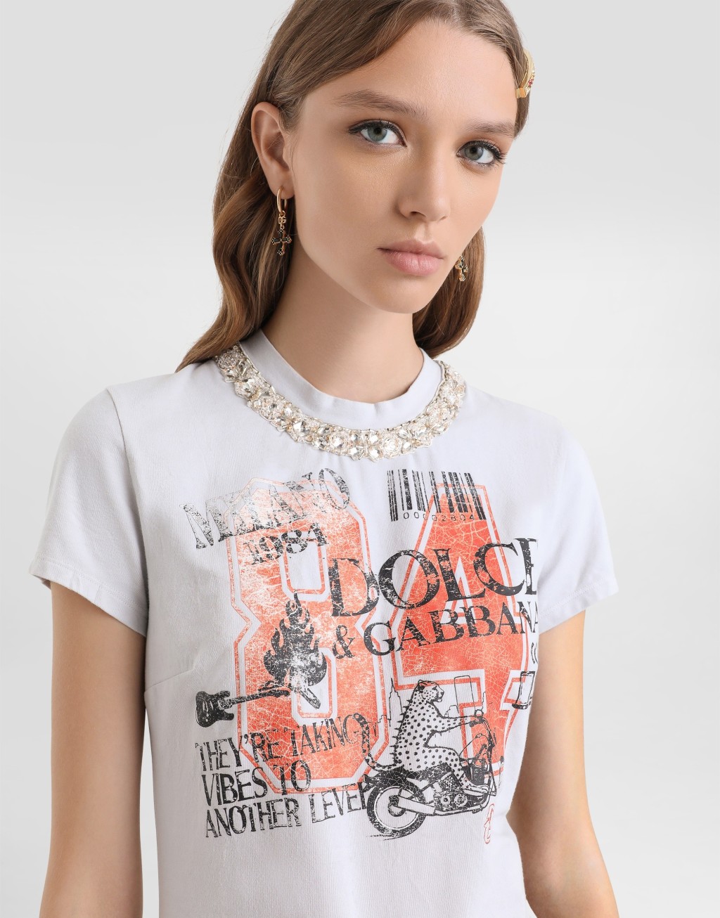 T恤 针织平纹 饰以水晶 印花2