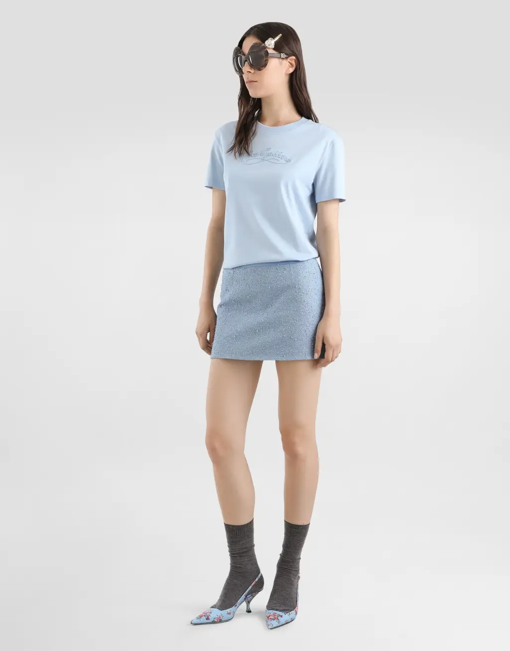 刺绣平纹针织 T 恤