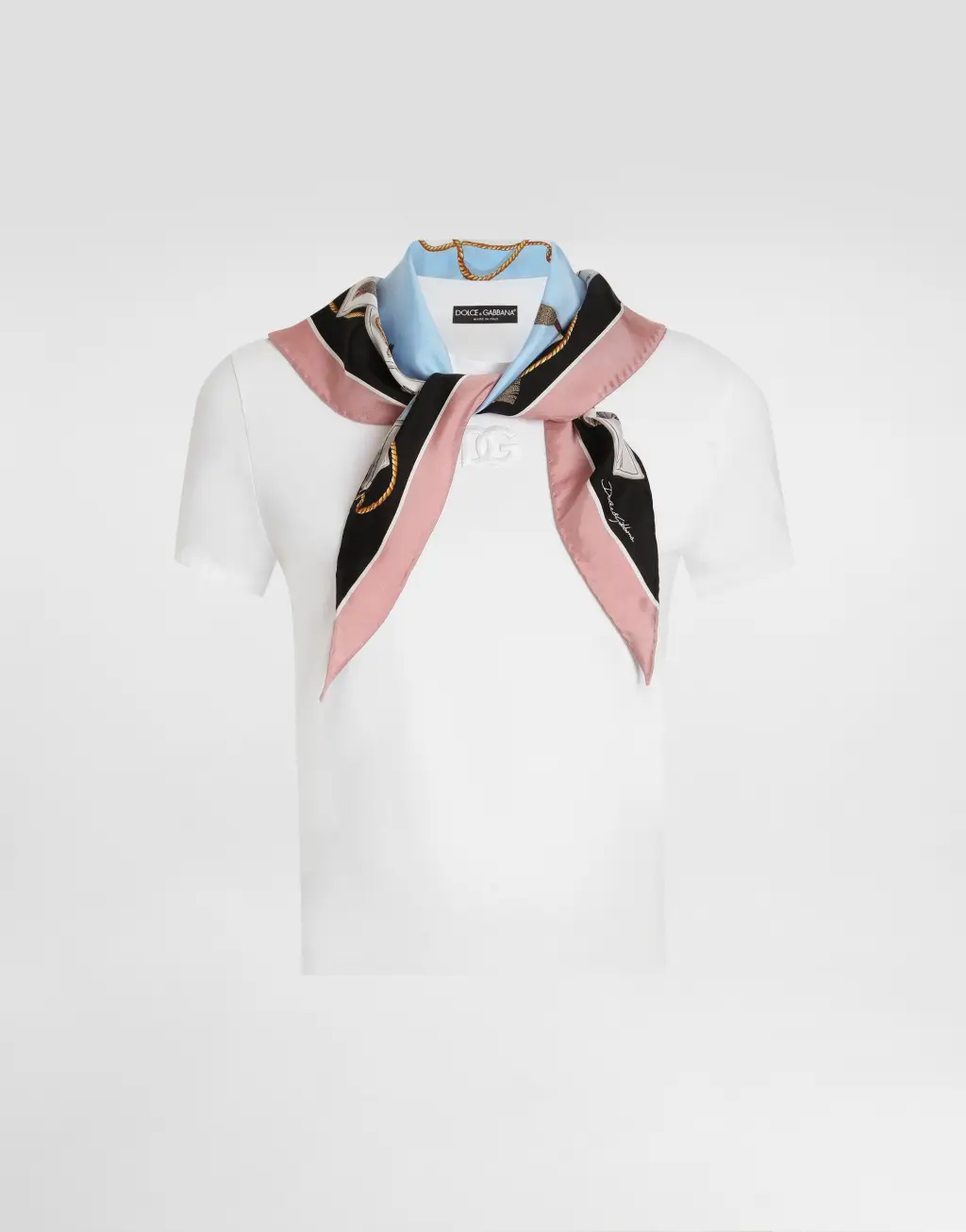 针织T恤 饰以印花围巾