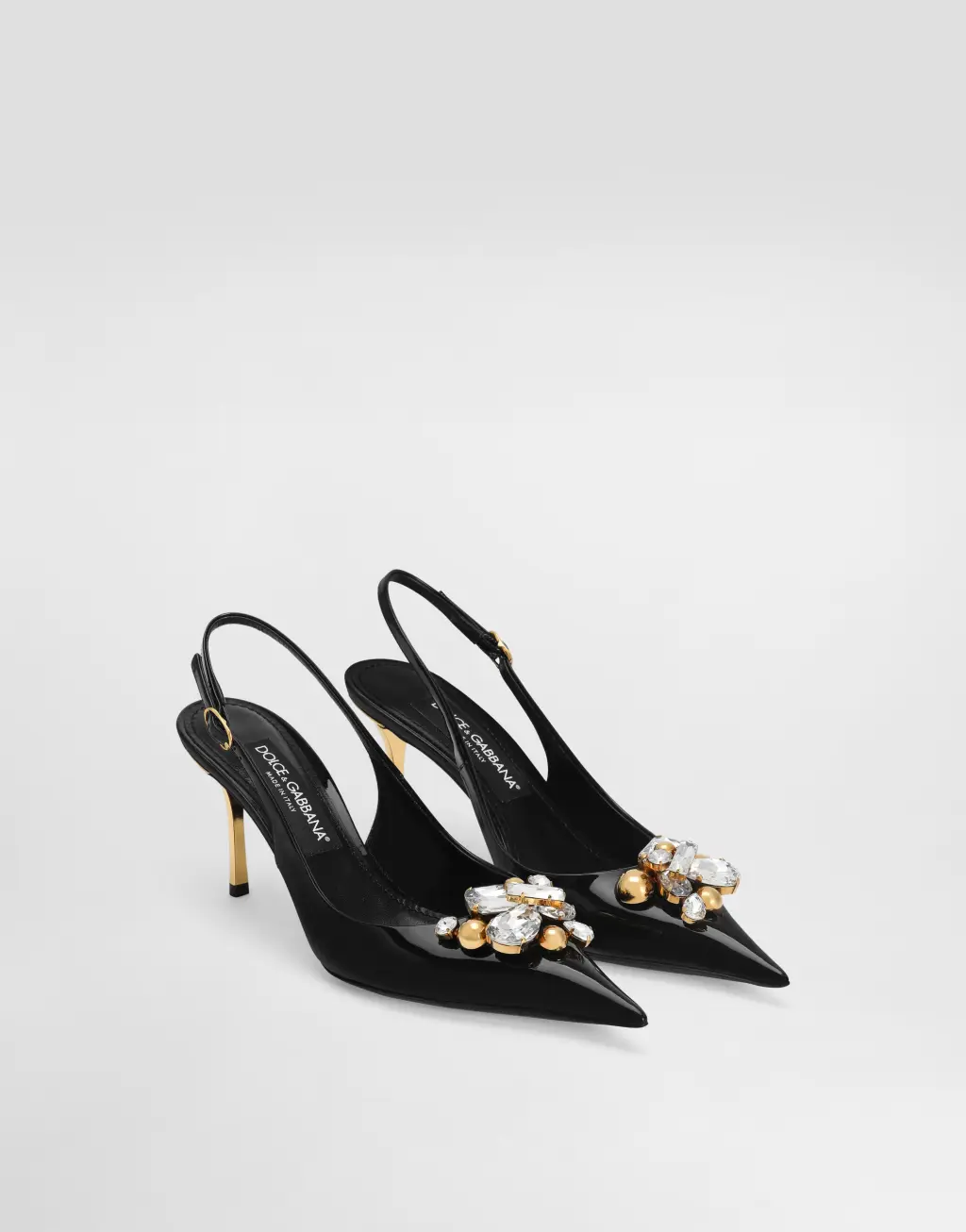 漆皮装饰露跟鞋