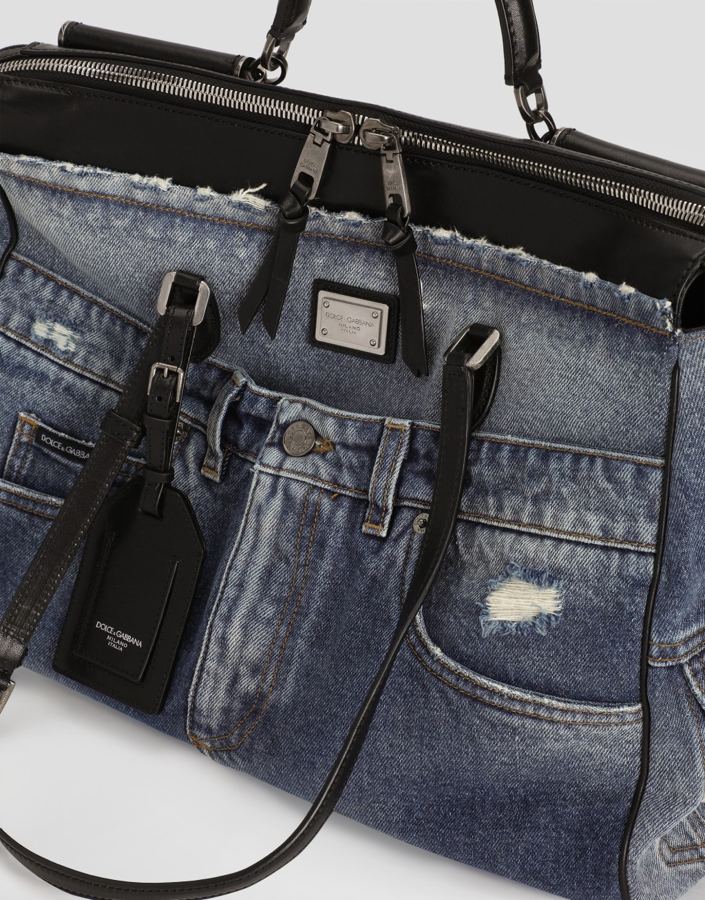 Vittoria牛仔拼布手袋7