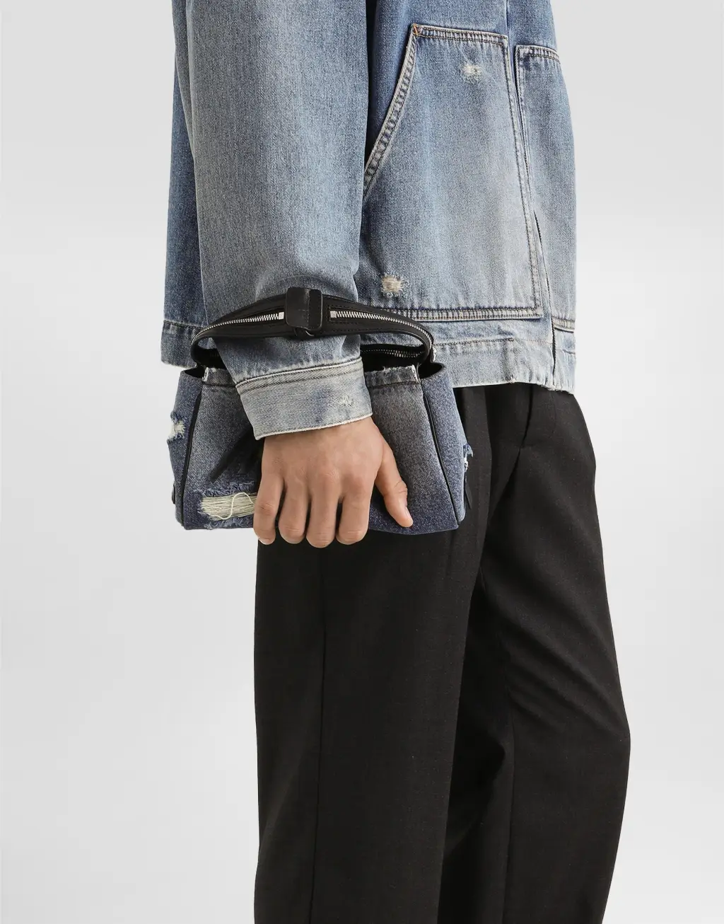 Vittoria牛仔拼布肩包