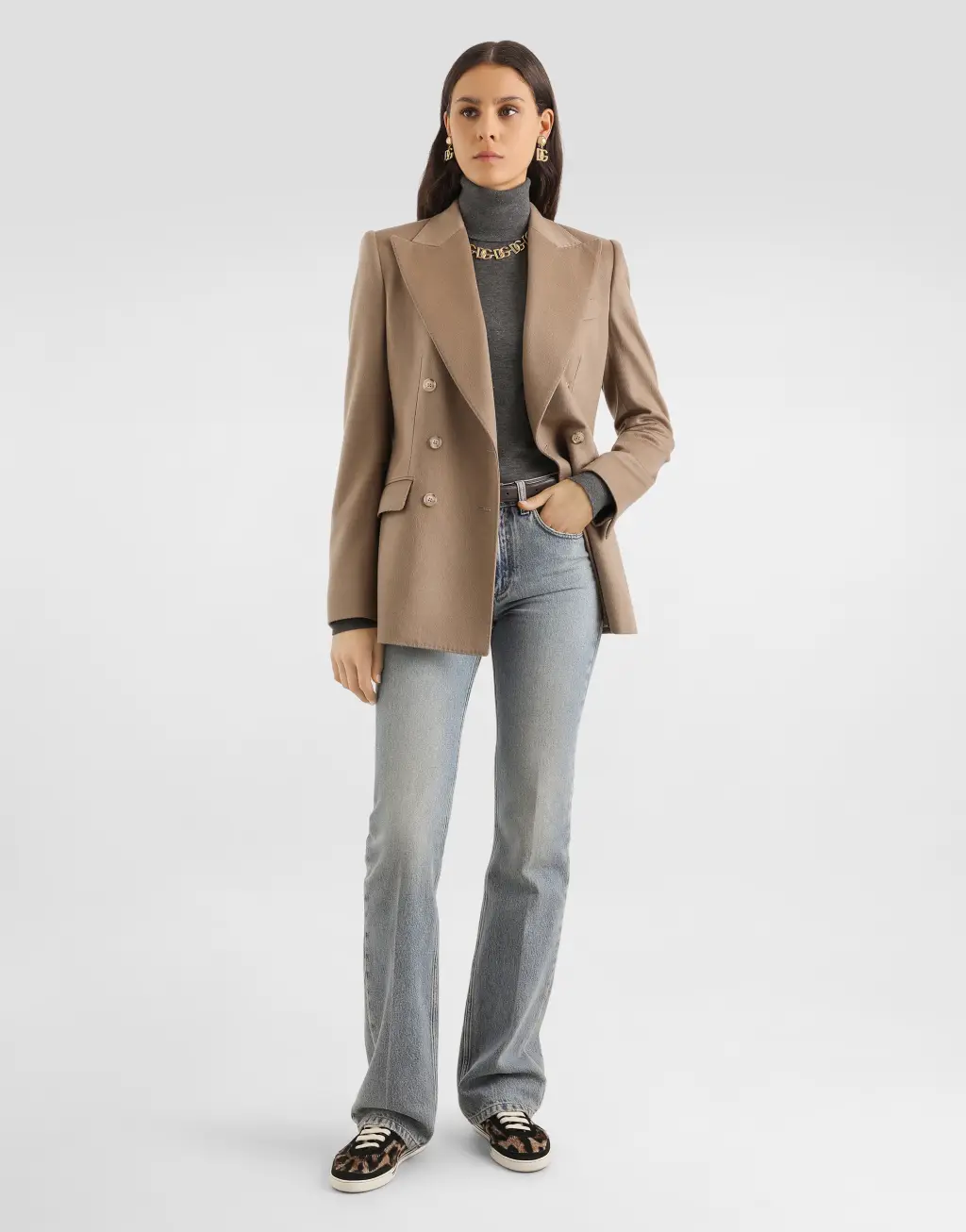 羊绒斜纹双排扣夹克