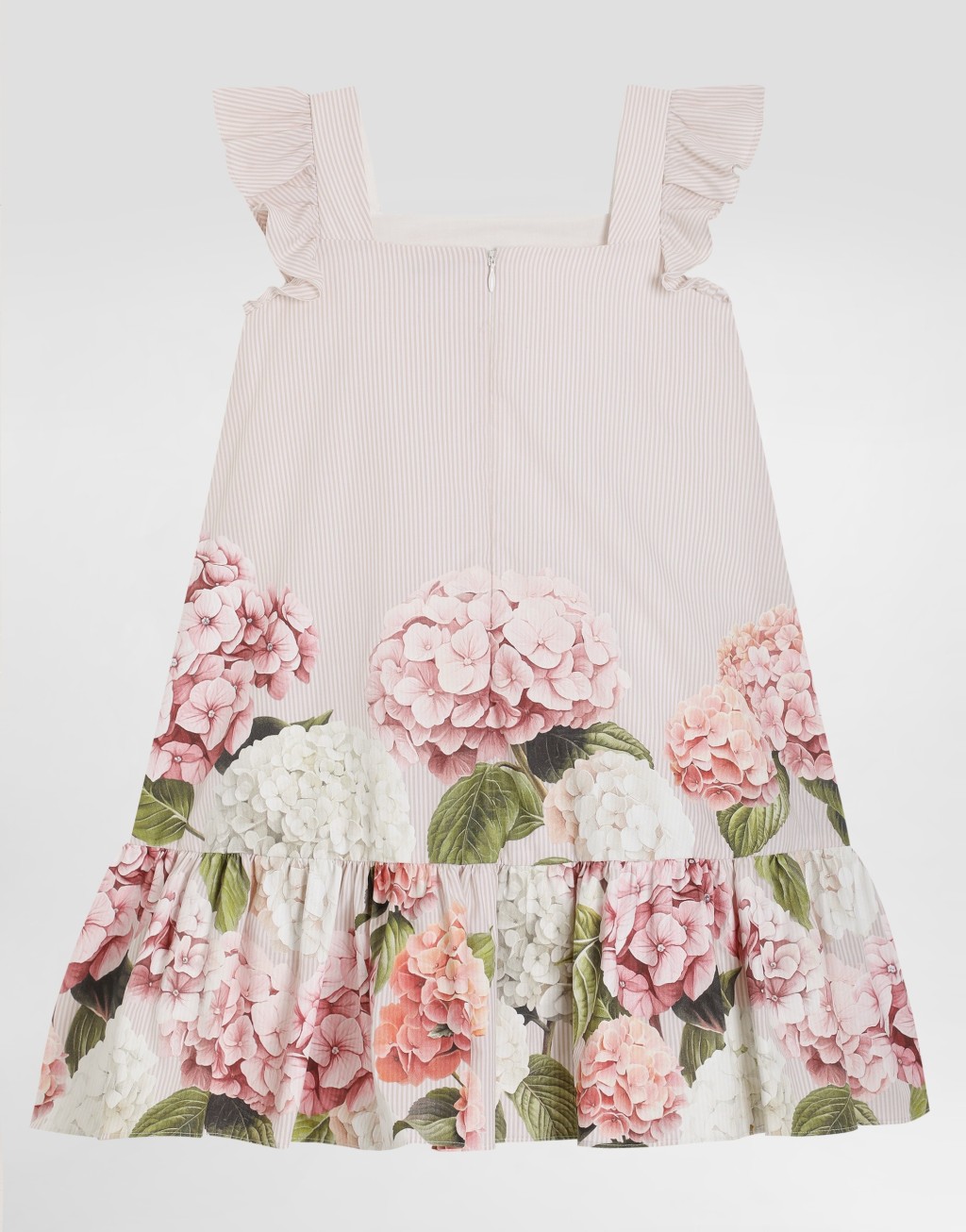 绣球花印花条纹棉帆布连衣裙3