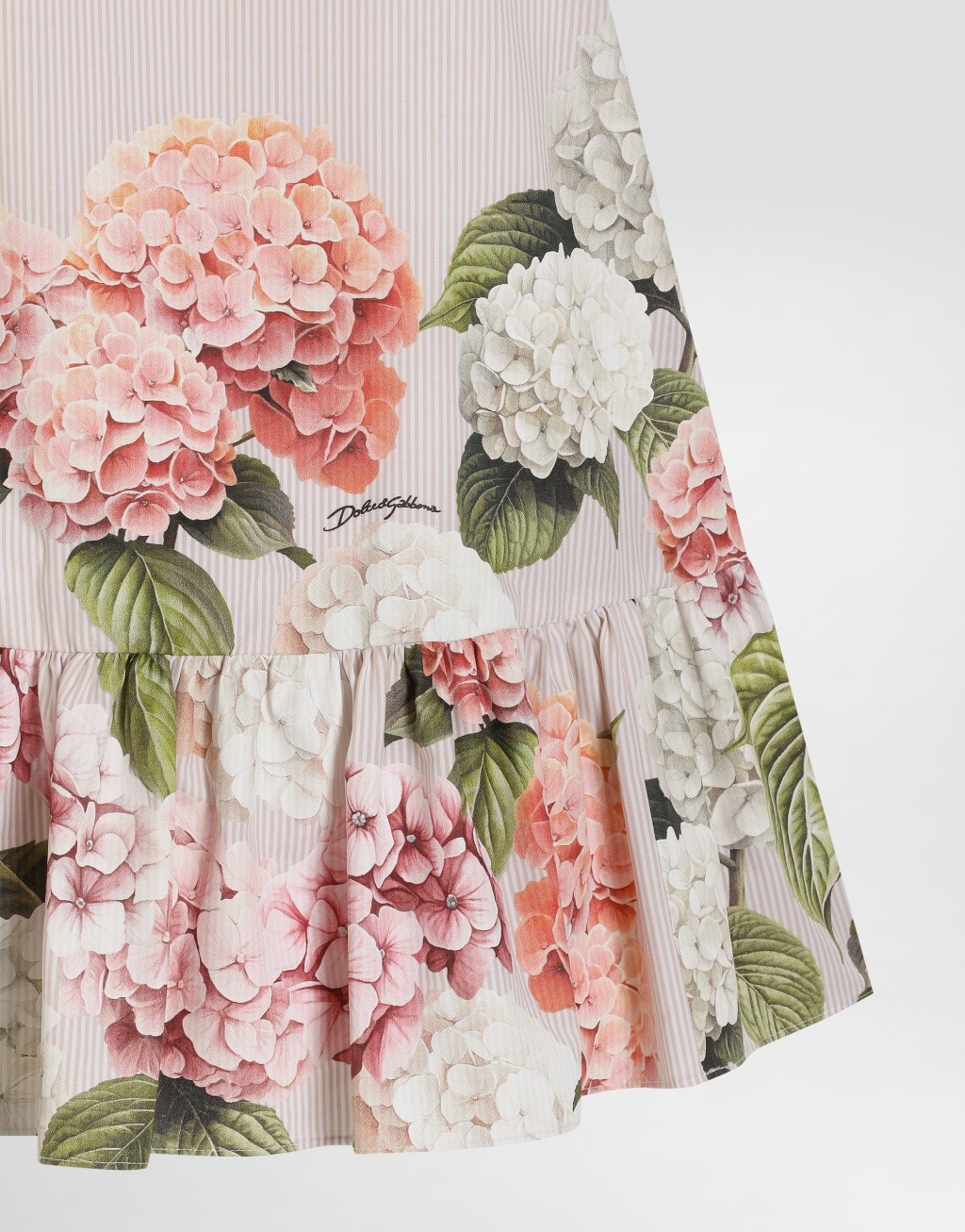 绣球花印花条纹棉帆布连衣裙5