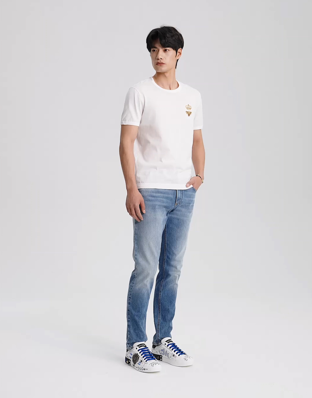 Portofino 铆钉与刺绣牛皮革运动鞋2