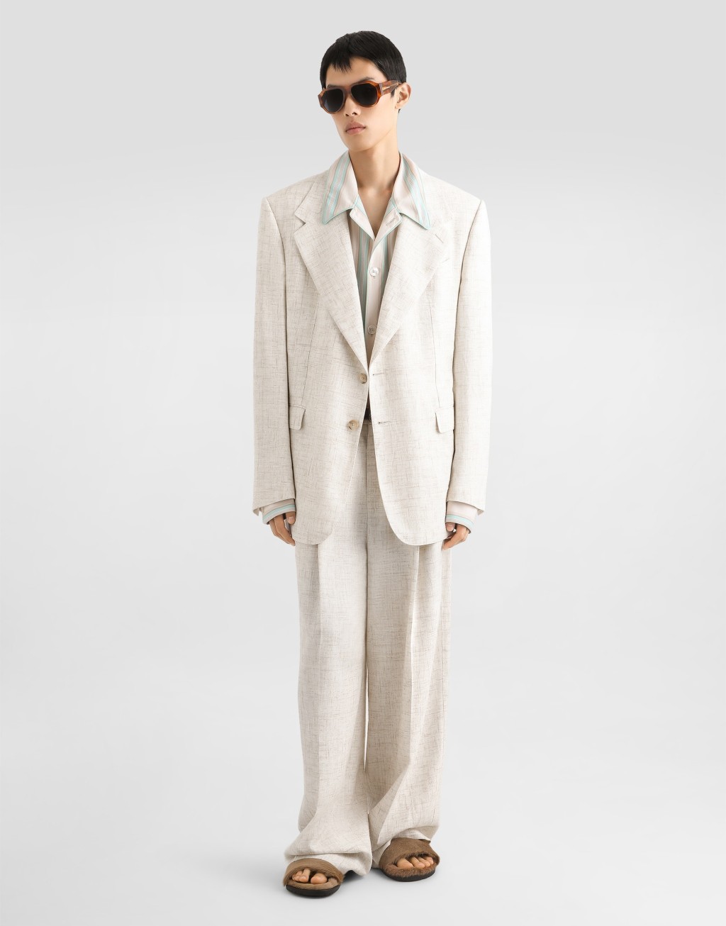 粗花呢质感亚麻粘胶混纺单排扣夹克2