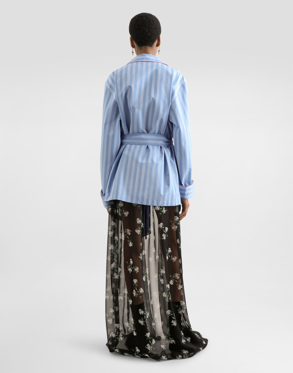 紫罗兰印花雪纺袍式连衣裙3