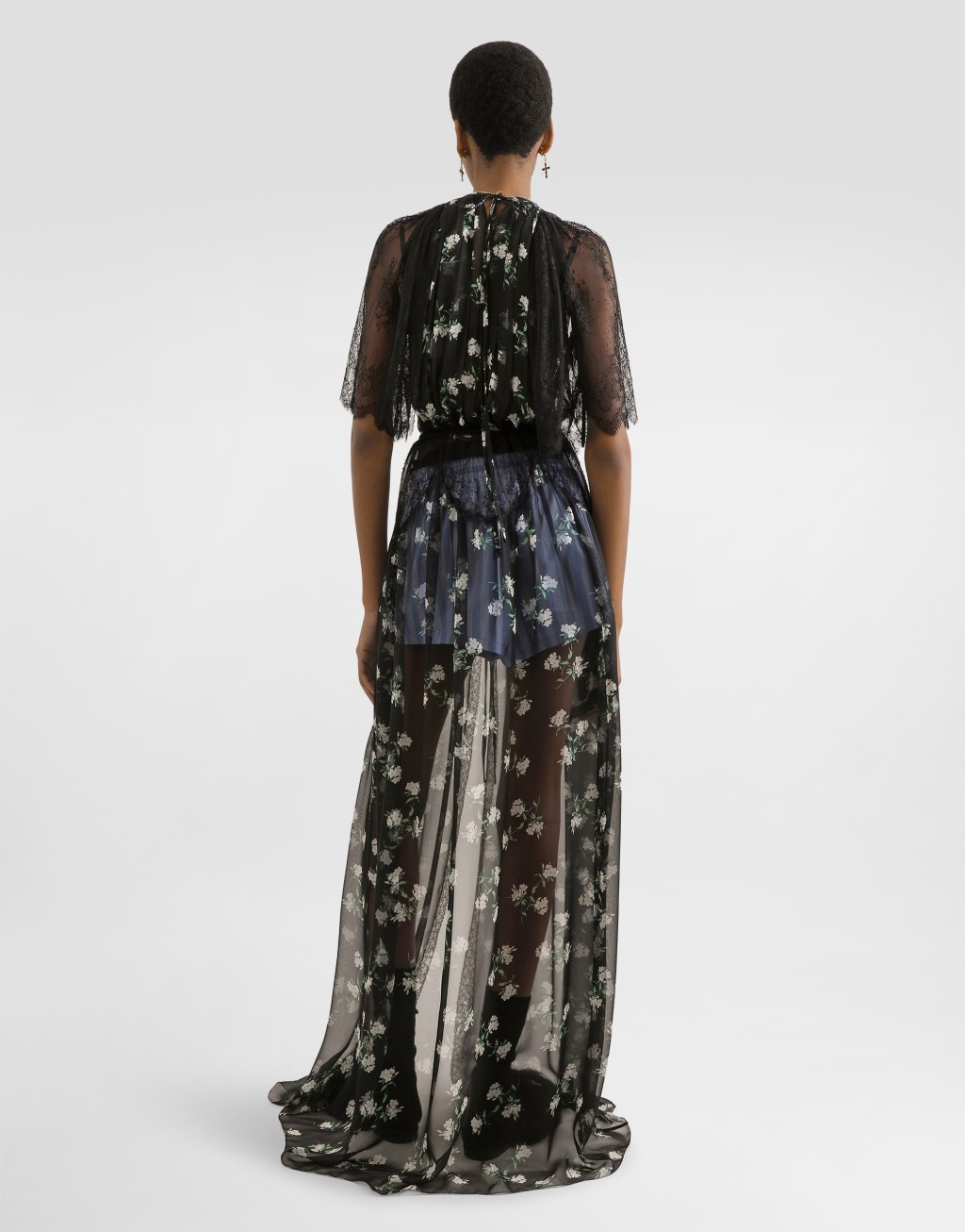 紫罗兰印花雪纺袍式连衣裙5