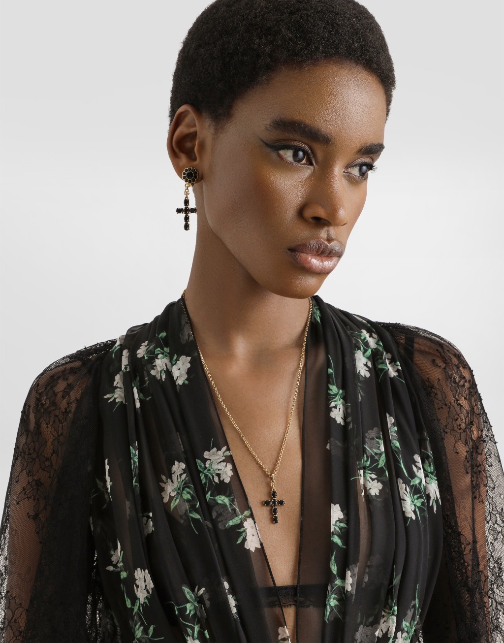 紫罗兰印花雪纺袍式连衣裙6