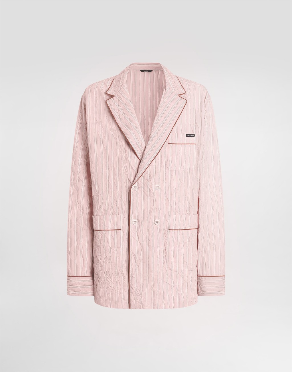 褶皱条纹布料衬衫式梳妆袍1