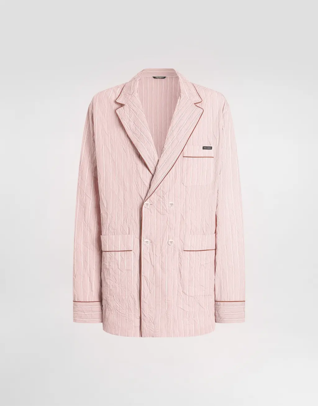 褶皱条纹布料衬衫式梳妆袍