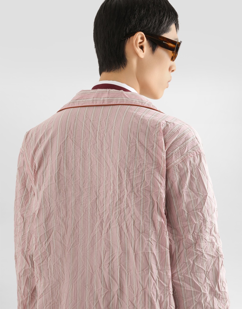 褶皱条纹布料衬衫式梳妆袍6