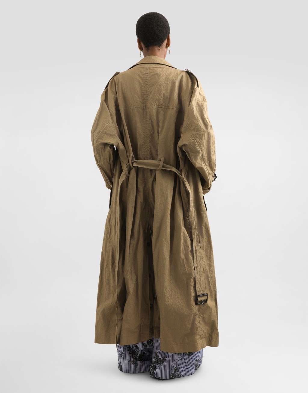 双排扣褶皱效果棉质风衣3