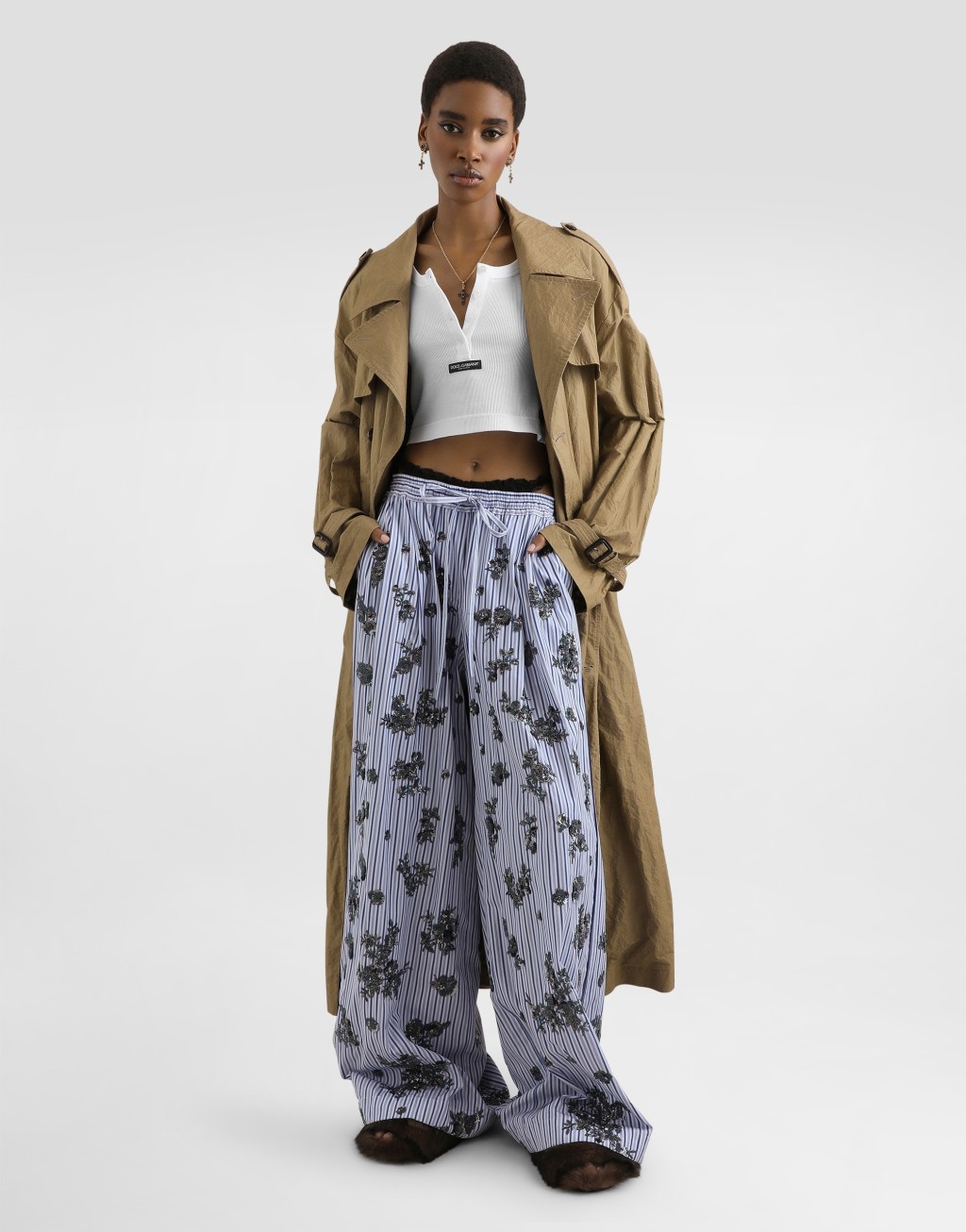 双排扣褶皱效果棉质风衣2