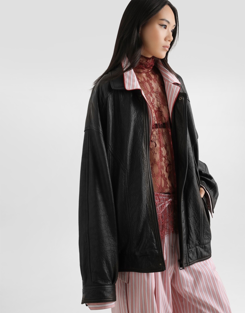 单排扣皮革夹克4