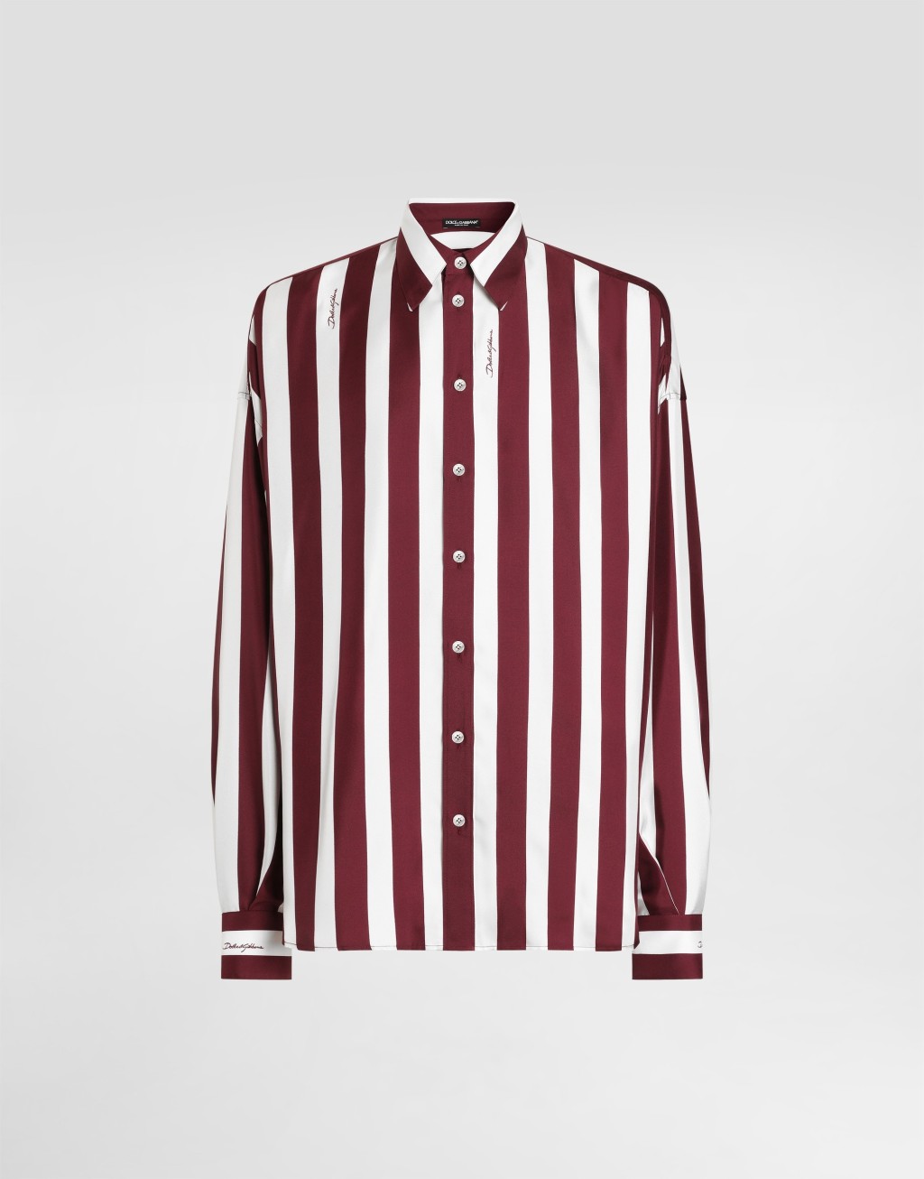 条纹真丝斜纹衬衫1