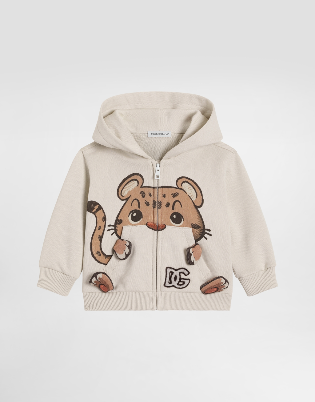 豹纹印花配DG徽标连帽卫衣1