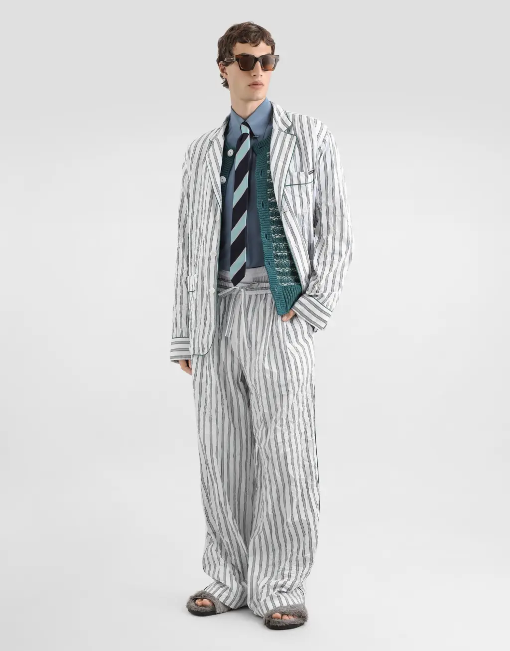 皱褶条纹府绸 Vanity 长裤